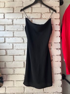Timing Black Mini Slip Dress